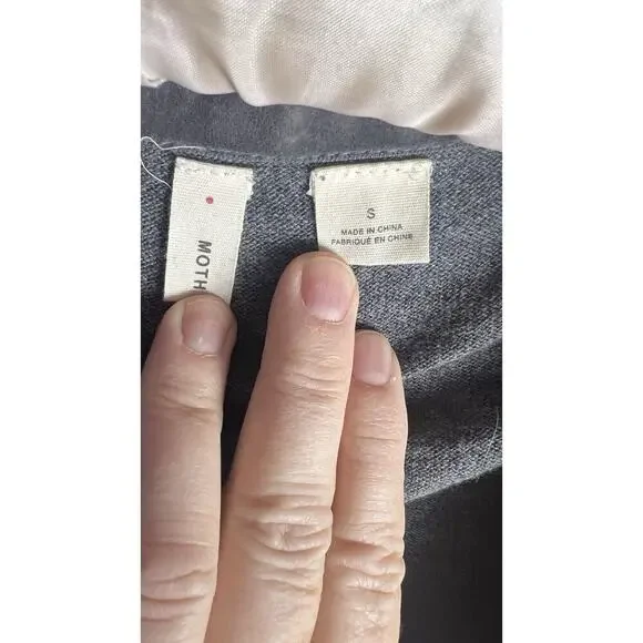 Anthropologie Moth Pom Pom Confetti Grey Cardigan Cotton Cashmere Blend Small - Picture 7 of 11